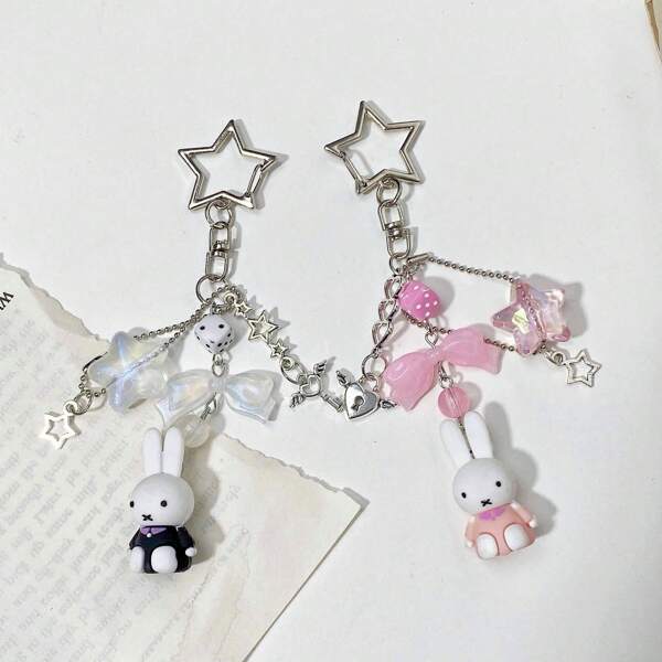 Jujutsu Kaisen 1pc Gojo ,,Nana,Rabbit,Silione Light Asian Style Silver Black Personalized Star Moon Handmade Acrylic Peripheral Pendant Cardbook Goo Chain Keychain Bag Chain, Suitable For Boys And Girls' Dolls, Backpack Hanging Accessories, Suitable For Gits, Keyohains, And Bag Hanging Accessories