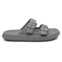 Men's Cloud Flip Flops Slide Sandal Two Straps Comfortable Birken Buckle - Grey - View 2