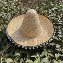 Children's Mexican Straw Hat Pointed Top Mini Sombrero Hat For Carnival Party Masquerade Costume Props - Yellow - View 3