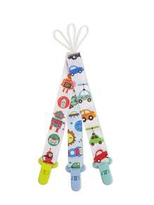 Kit 3 Universal Pacifier Clips For Babies - Unisex Clip - Robot + Astronaut + Car - View 3