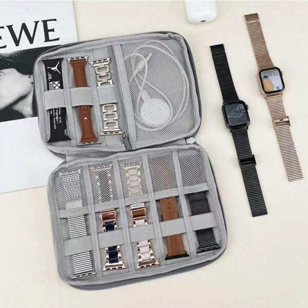 1pc Watch Band Storage Bag, Watch Face Organizer Pouch, Digital Cable Organizer For Women Storage Organizer Travel Essentials Back To School Dormitory Storage