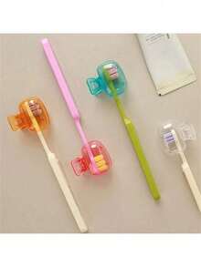 1 pieza/2 piezas/5 piezas Soporte para cepillo de dientes para el hogar, Estuche de viaje portátil para proteger el cepillo de dientes del polvo, Clip de protección portátil para la cabeza del cepillo de dientes, Clip de almacenamiento de cepillo de dientes, Esencial de viaje Cubierta protectora portátil para cepillo de dientes, Caja portátil para cepillo de dientes, Decoración de baño para el hogar, Regreso a la escuela en verano