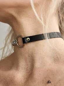 1 Stück Punk Goth Rock Stil PU Leder Choker Halskette, Gothic Kragen Halskette Accessoire