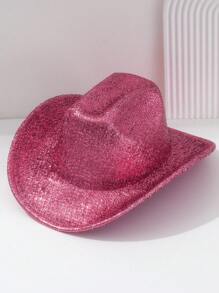 1pc Unisex Rhinestone Tassel Fringed Shiny Cowboy Hat, Creative Punk Style Wide Brim Hat, Suitable As Bridesmaid/Bride Hat, Great For Parties, Western Themed Events, Gatherings, Engagement Parties, Cosplay, Graduations, Masquerade Balls, Festivals, Weddings, Birthdays, Music Festivals, Coming Of Age Ceremonies