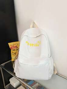 1 件经典基本款返校背包，字母印花书包，大容量学生包，带笔记本电脑隔层书包，旅行收纳，多种颜色可选，非常适合青少年/学生/毕业生，适合日常使用、外出、旅行、学校和返校 - 彩色 - 查看 6