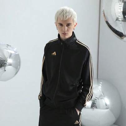 Adidas Męska kurtka sportowa typu outdoor z kolorowymi paskami i stójką TR30JT-BG