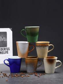 1pc 220ml Creative Crackle Ceramic Cup, Home Breakfast Milk Cup, Latte Art Coffee Cup, Office Guest Cup, Afternoon Tea Cup, Soda Cup, Crackle Handled Mug, Simple Retro Ceramic Household Office Water Cup, Thick Clay Espresso Cup