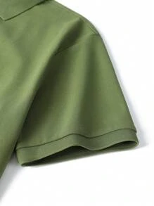 Men's Casual Solid Color Short Sleeve Polo Shirt, Summer