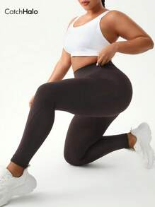 Catch Halo Leggings de yoga sin costuras talla grande - Bragas de cintura alta con cintura ancha para control de abdomen y levantamiento de glúteos Brazaletes de estiramiento de 4 vías y secado rápido y a prueba de sudor y calado + Leggings deportivos de fuerte soporte para gimnastas, yoga, pilates, correr (Crown, 1XL~3XLS)