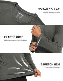Men's Long Sleeve Shirts UPF 50+ UV Sun Protection Athletic Shirts For Hiking Running Workout Rash Guard-2025 - Dark Grey - View 5