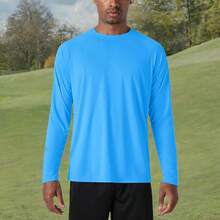 Men's Long Sleeve Shirts UPF 50+ UV Sun Protection Athletic Shirts For Hiking Running Workout Rash Guard-2025 - Azure - View 4