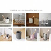 ATGRWYER 2PCS Concrete Bathroom Tumbler Cup Set,Toothbrush Holder,Hotel Mouthwash Cups Made Of Cement Material With A Sense Of Design - Default - View 6