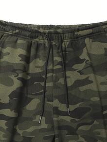 1 Set Men Vintage Distressed Camouflage Outfit, Faded Wash Technology Replicates Classic Military Style, Detailed Pockets Design , Fall Clothes - Army Green - View 6