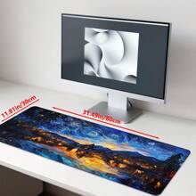 1 buc. Mouse Pad extins pentru jocuri, anti-alunecare, design cu model de artă cu cer înstelat, covoraș de birou durabil, cu margini cusute precise, potrivit pentru sporturi, computer și birou, covoraș de masă, covoraș pentru insulă