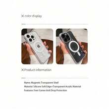 Original Clear For Magsafe Magnetic Wireless Charging Case For IPhone 16 15 14 13 12 11 Pro  Max Plus Acrylic Cover - 無色 - 查看 6