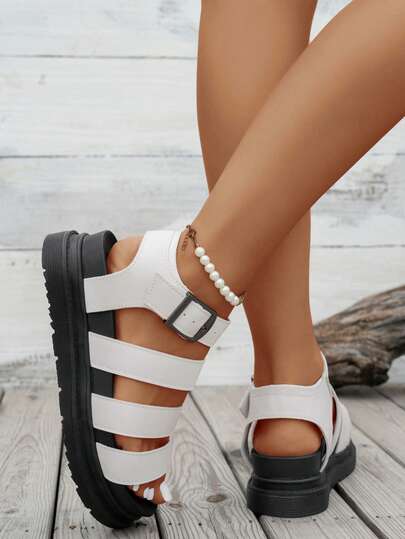 Girls Summer Platform Sandals, Fashionable Slip-On Design, Anti-Slip, 2025 New Korean Version