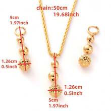 1 套金色镂空珠宝套装，优雅耳环和项链 2 件简约套装，非洲阿拉伯欧洲珠宝礼物，适合节日、婚礼、订婚 - 金黃色 - 查看 4