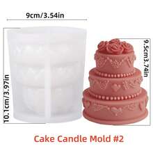 3D Rose Cake Shape Candle Silicone Mold DIY With Exquisite Floral Design For Valentine's Day, Birthday Parties, Aromatherapy & Home Decor Handmade Gift - Multicolor - View 11