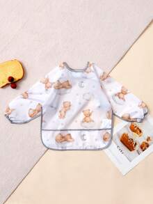 1 件防水围兜，婴幼儿喂奶围兜，大口袋进餐罩衣，6-36 个月