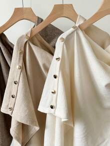1 Áo khoác len cardigan nữ màu trơn có nút bên hông, trang trí bằng đinh tán, chống nắng, ấm áp, giản dị, thanh lịch, thích hợp mặc đi làm, du lịch, ngoài trời, trở lại trường, mùa xuân/thu/đông để mặc làm váy - Nhiều màu - Xem 5