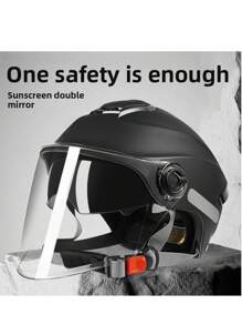 خوذة دراجة نارية كهربائية للرجال والنساء للاستخدام الخارجي، حماية من الشمص الصيفية، قابلة للتنفس، ذات عدسة مزدوجة نصف خوذة، قوية، خوذة أمان عالمية لجميع المواسم. قد تختلف الدفعة، سيتم شحن نمطين عشوائيين، لكن المادة واحدة.