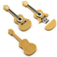 吉他系列 USB 2.0 闪存盘，真容量硅胶笔式驱动器，音乐礼品记忆棒，128GB/64GB/32GB/U 盘 - 棕色 - 查看 4