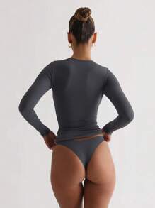 XLLAIS Spring Stretch Base Slim Top Women Casual Club Long Sleeved Red T-Shirt