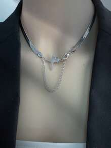 1pc Fashionable Titanium Star Pendant Necklace For Men