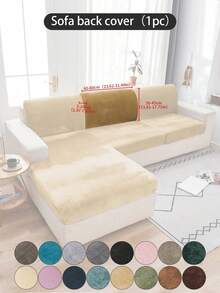 1 pieza Funda de cojín de sofá de peluche de zorro plateado gris oscuro, minimalista clásica, funda protectora decorativa a prueba de polvo de unicolor y elástica, adecuada para hotel, dormitorio, decoración de sala de estar, decoración de habitación, negro, gris claro, caqui, decoración de otoño, decoración de habitación, vuelta al colegio, útiles escolares