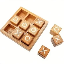 1件 2025新款优雅高品质XO国际象棋，趣味派对双人互动游戏，小型木制井字棋桌面玩具，节日礼物，派对小礼物，生日礼物 - 圣诞礼物 - 万圣节礼物 - 完美礼物 - 彩色 - 查看 10