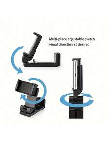 通用可折叠 360° 旋转手机和平板电脑支架 - 多功能夹子设计，耐用的 ABS 塑料，适用于旅行、汽车、飞机、火车和台式电脑，易于携带和折叠，360° 角度调节，非常适合流媒体、视频通话或观看 - 黑色 - 查看 7