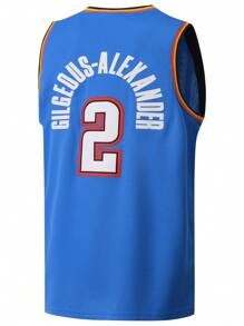 Camiseta de baloncesto para hombre, #2 azul, camiseta deportiva con decoración bordada