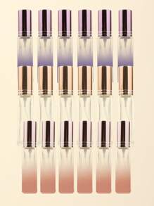 3pcs/6pcs/12pcs/18pcs 10ml Square Glass Refillable Makeup Toner Perfume Small Sample Transparent Fine Mist Spray Bottle, Black/Amber, With Funnel Atomizer, Rose Gold/Purple/Pink