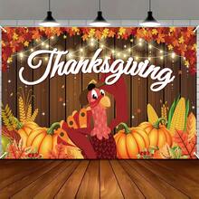 Thanksgiving Banner - Joyful Thanksgiving Decor With Pumpkins, Harvest Themed Home Garden Party Backdrop, Easy Hanging Design, Durable Polyester Fabric, High Quality Printing, Essential For Home Celebration, Cheerful Turkey Pattern