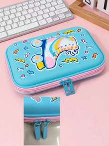 Large Capacity Multi-Functional Stationery Box With Random Zipper Pull, Essential For Back To School