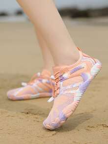 女士速干透气水鞋，适合沙滩、冲浪、瑜伽、健身房、室内跑步机 - 藕粉色 - 查看 6
