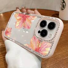 Funda para teléfono con diseño de flor de hibisco en acuarela, doble cara, brillante | Funda brillante para phone 11/12/13/14/15/16 - Rosa - Ver 1