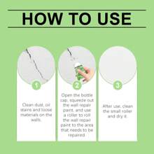 Wandreparaturfarbe - Weiße Beschichtung zum Renovieren von Wänden, Abdecken von Rissen, Überstreichen von Graffiti, inklusive Farbroller