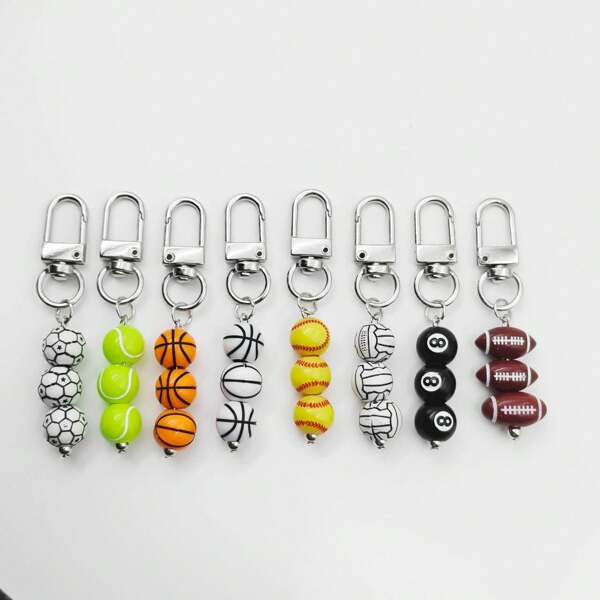 4pcs/Set Random Realistic Sports Keychains, Including Tennis, Baseball, Basketball, Football, Snooker, Casual And Fashion Mini 3D Sports Keyring, Gifts For Holidays, Parties And Gatherings, Minimalist And Stylish Decoration Car Accessories Cute Goth Y2k