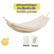 Camping Master Pro 1-2 人 6.6 英尺加长防倾倒、三重承重摇摆吊床 | 纯色简约白色抗撕裂厚帆布 | 便携式折叠户外吊床、吊床椅，适用于露营、后院、宿舍 - 彩色 - 查看 13