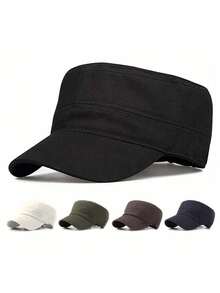 1 Pieza [Gorra militar para hombres] Gorra militar cómoda para hombres y mujeres, gorra plana casual, ajustable, de unicolor, estilo cadet y patrulla, sencilla y de moda, gorra de béisbol, accesorios del ejército, sombrero estilo pico de pato para actividades al aire libre - Multicolor - Ver 6