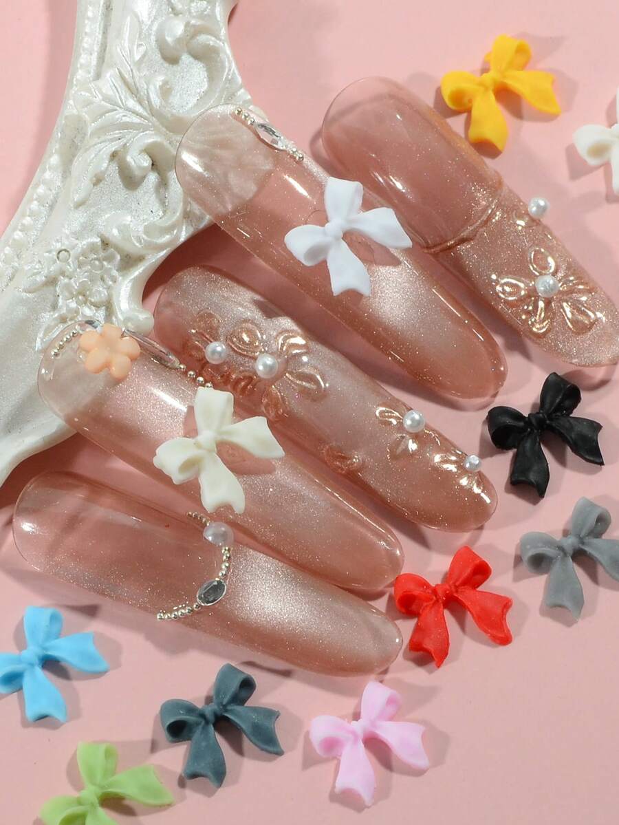 50 件 3D 蝴蝶美甲配件海滩派对婚礼美甲宝石用品小女孩可爱 DIY 美甲饰品 - 彩色 - 查看 1