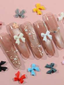 50 件 3D 蝴蝶美甲配件海滩派对婚礼美甲宝石用品小女孩可爱 DIY 美甲饰品 - 彩色 - 查看 3