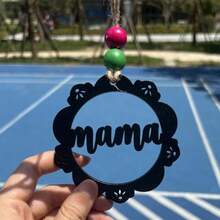 SBDBNMama Rear View Mirror Accessories Wooden Mama Rearview Mirror Hanger Monogram Mom Car Charm DIY Car Interior Accessories For Womengd76 - Black - View 2