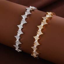 1 pièce Bracelet pour femme avec design élégant d'arrangement géométrique d'étoile à quatre branches, incrusté de zirconium synthétique - Multicolore - Voir 9