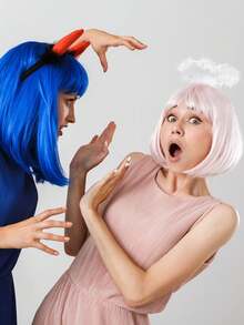 1 件天使光环头带羽毛天使头带，光环发带，成人青少年女孩女士服装配饰派对配饰，主题派对服装配饰，万圣节角色扮演道具 - 彩色 - 查看 2