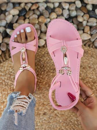 Women's Fashion Bohemian Style Flat Sandals, Casual Versatile Dress, Suitable For Weddings, Parties, Outdoor, Beach