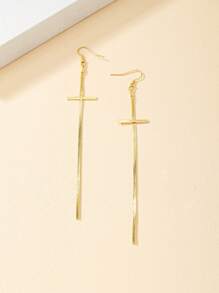1 Pair Minimalist Personalized Tassel Cross Earrings
