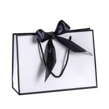 1 pieza/5 piezas Bolsas de regalo con lazo negro simple y asa