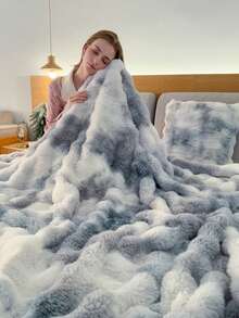 1pc Luxury Tie-Dye Faux Fur Blanket - Soft, Warm, Comfortable, Multi-Purpose, Suitable For All Seasons - Great For Bedroom, Guest Room, Living Room, Dorm, Car, Sofa, Travel And Outdoor Activities